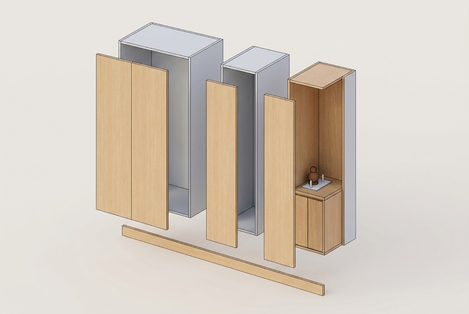 Exploded view of the three modules